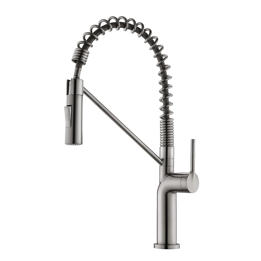 Thun Best 2023 Brush Nickel Spring Pull Down 304 Stainless Steel Kitchen Faucets