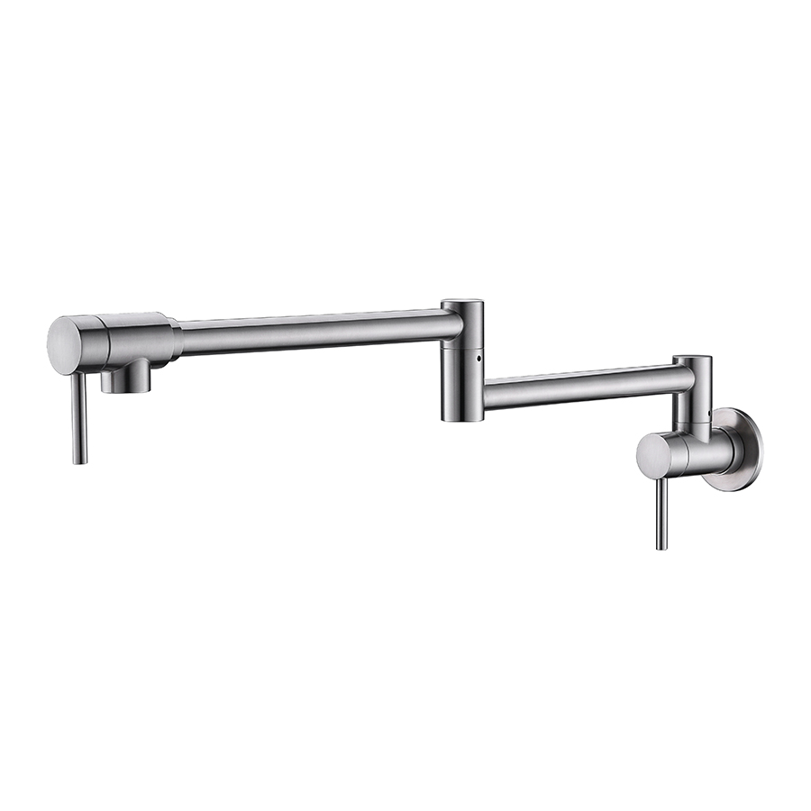 THUN Brushed Nickel Wall Mounted Swivel Fold Pot Filler Kitchen Faucet