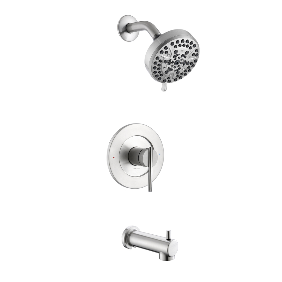 THUN Modern Brushed Nickel Wall Mounted Shower Faucet with Tub Spout