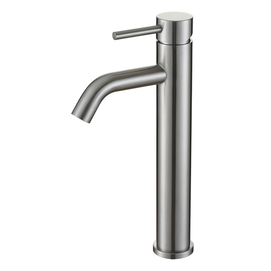 THUN Elegant Round Brushed Nickel Tall Bathroom Faucets for Vessel Sinks