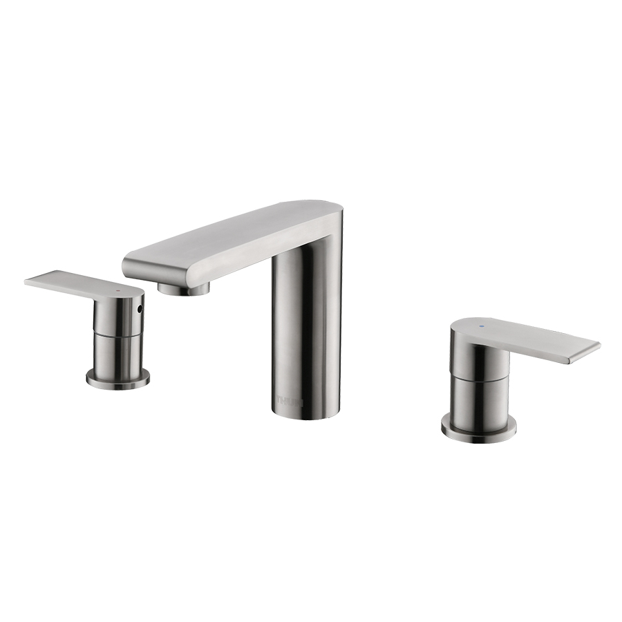 THUN Fashion Cupc Brushed Nickel Widespread Bathroom Wash Basin Sink Faucets