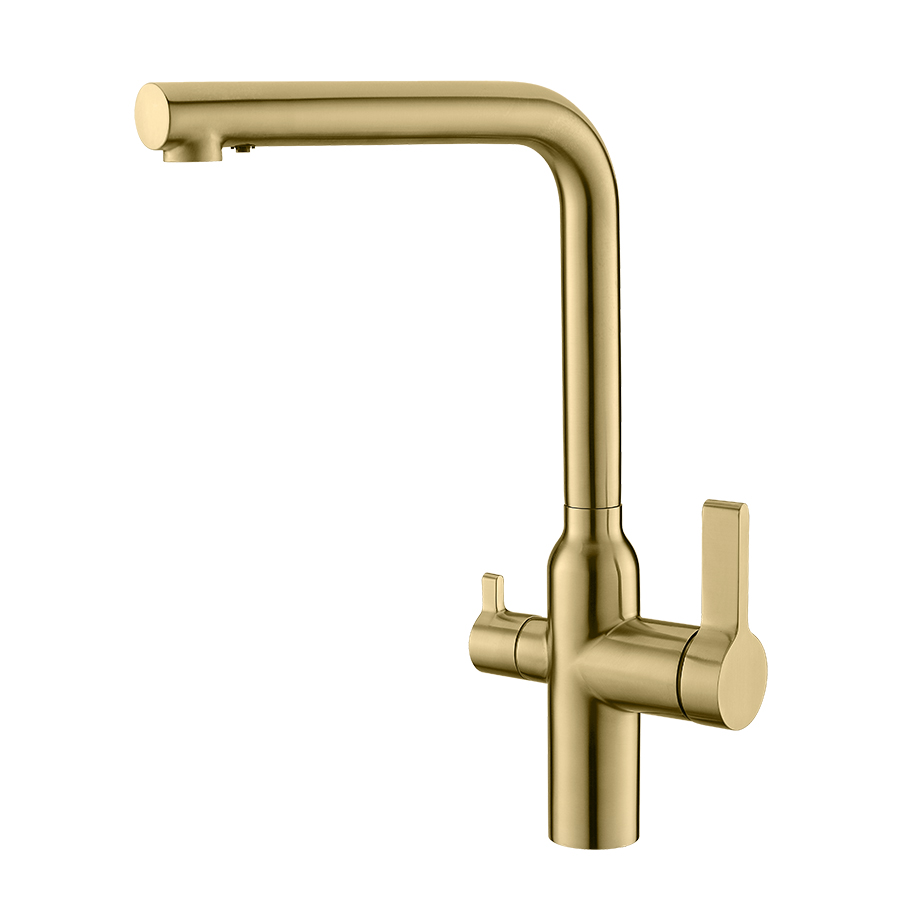 Thun Best Brushed Gold Two Handle 2 In 1 Filtration Kitchen Faucets