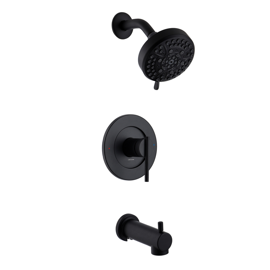 THUN Modern Matte Black Wall Mounted Shower Head And Handle System for Bath Tub