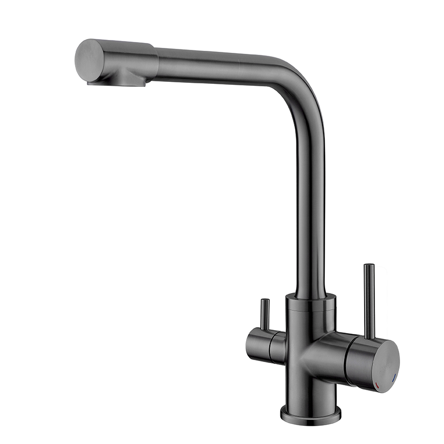 Thun Long Neck Gunmetal Two Handle 2 in 1 Filtration Kitchen Faucets with Pull out Spray Price