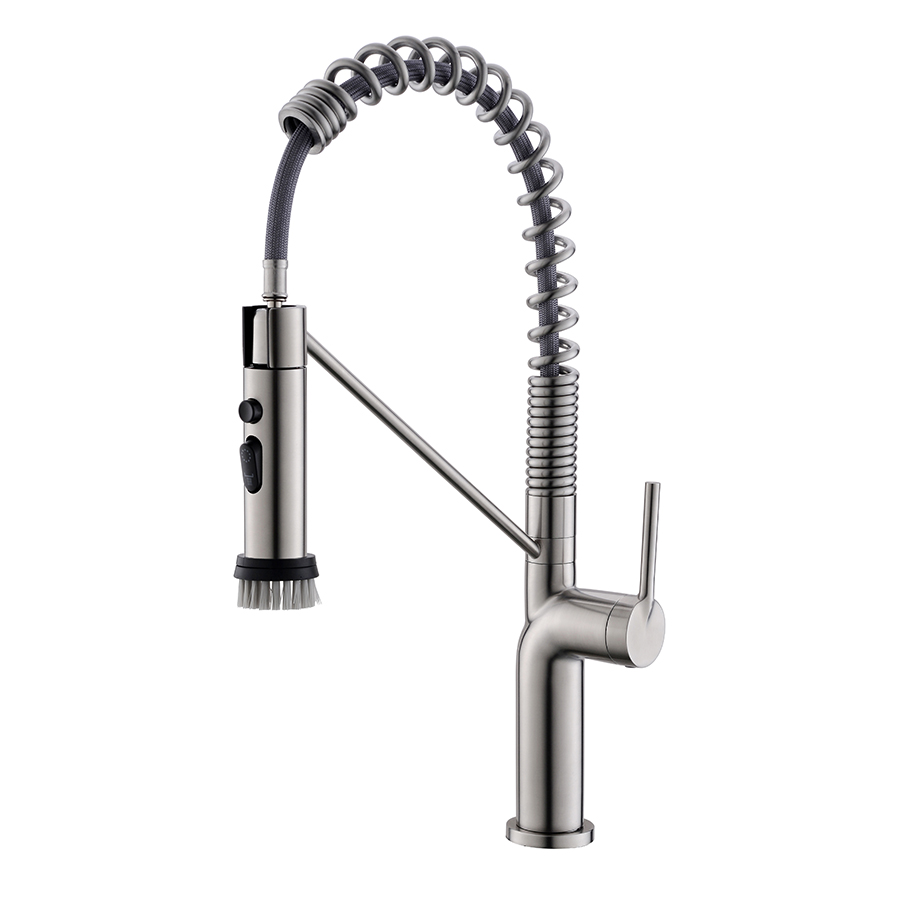 Thun Best Standard Brushed Nickel Spring Pull Down Kitchen Faucet with Sprayer Price