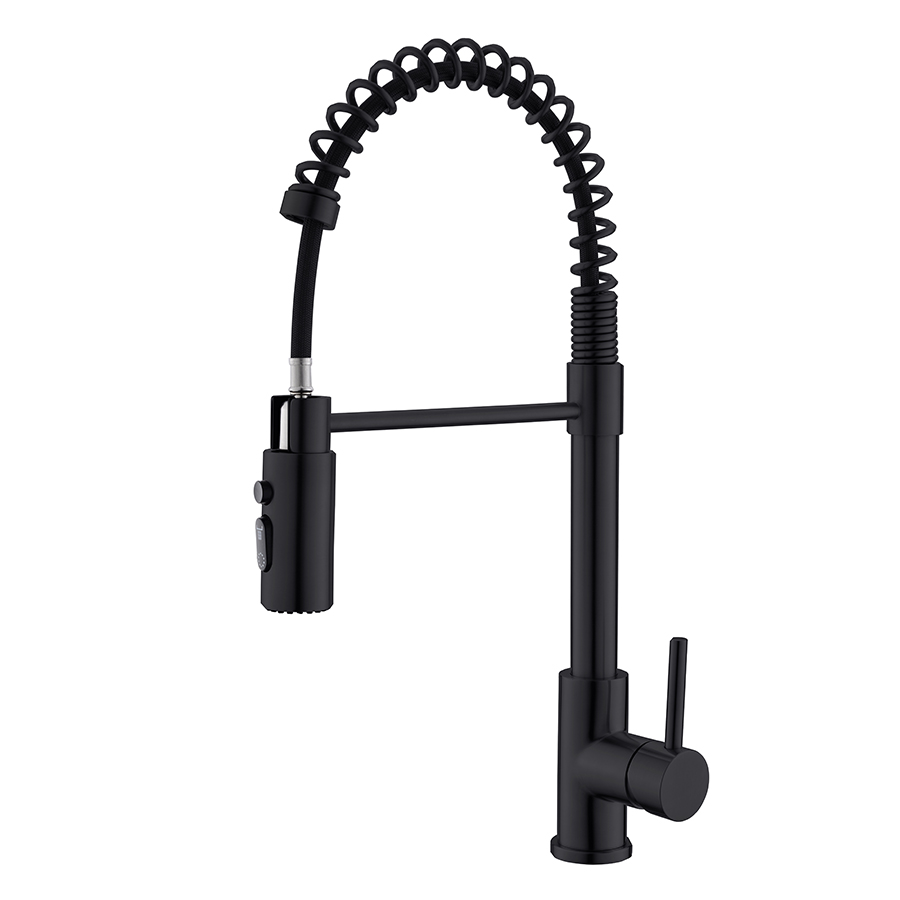 Thun Top Rated Matte Black Multifunctional Spring Pull down Kitchen Faucet with Sprayer China