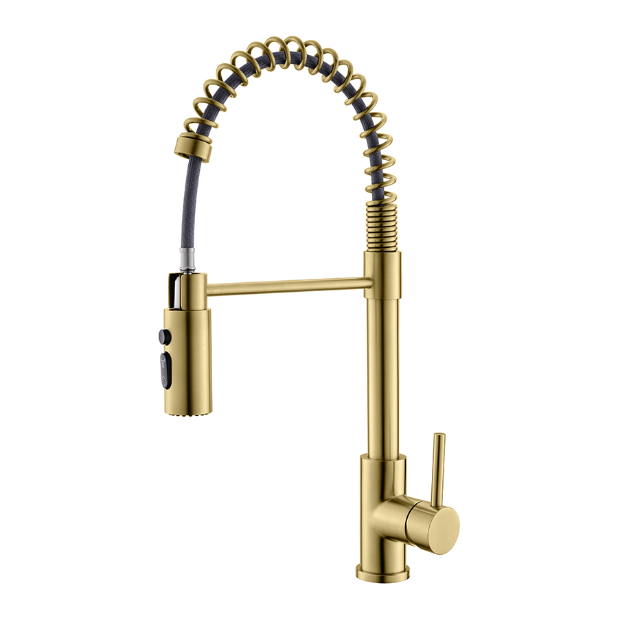 Thun Luxury Gold Pull down Spring Neck Kitchen Faucet with Sprayer Wholesale