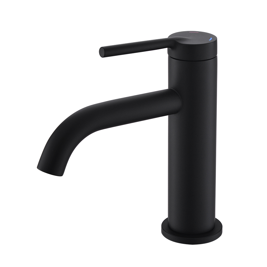 High Quality Matte Black Single Hole Long Bent Neck Bathroom Faucet for THUN