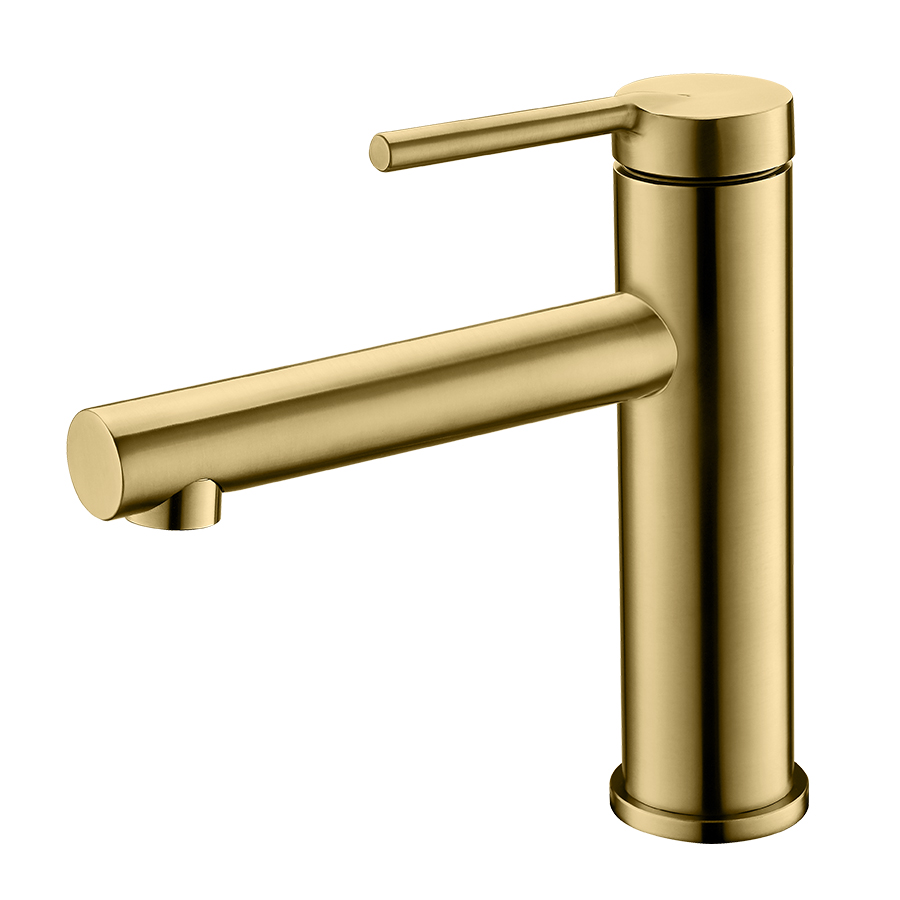 THUN Commercial Brushed Gold Long Neck Bathroom Faucet For Wholesale