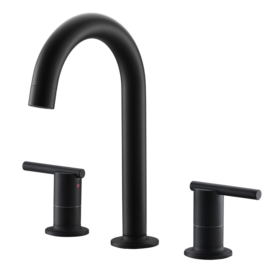 THUN Hot And Cold Three Hole Matte Black Widespread Bathroom Faucets