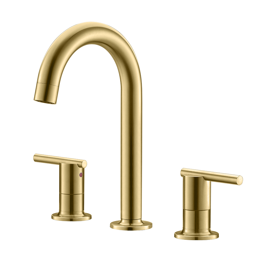 THUN Beautiful Long Spout Reach Gold Widespread Bathroom Faucets