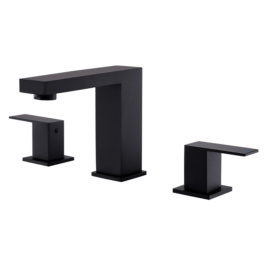 THUN Modern Square Matte Black Widespread Bathroom Faucets for Wholesale