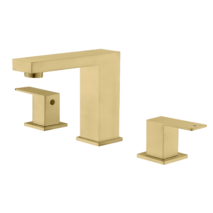 THUN Best Rated Two Handle Brushed Gold Widespread Bathroom Faucets