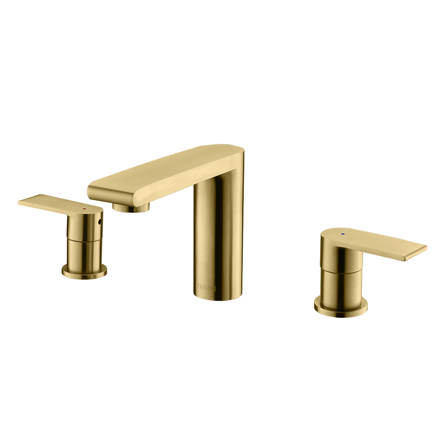 THUN Contemporary Cold And Hot Brushed Gold Widespread Bathroom Faucets