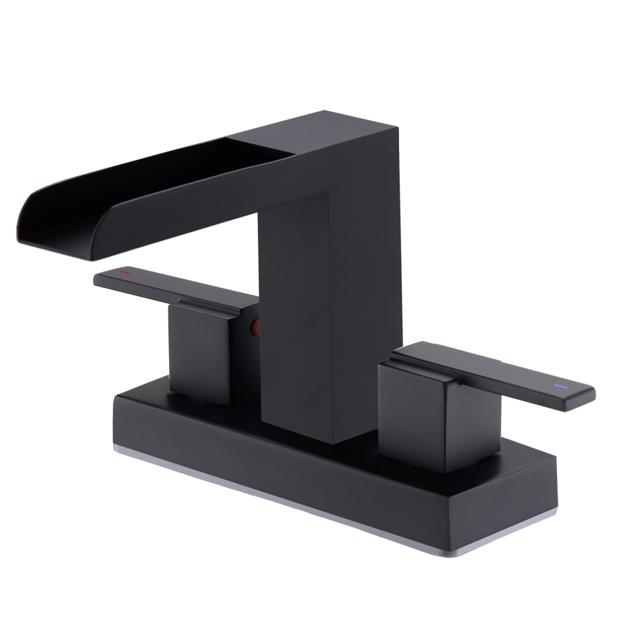 THUN High Flow Square Matt Black Centerset Faucets For Bathroom