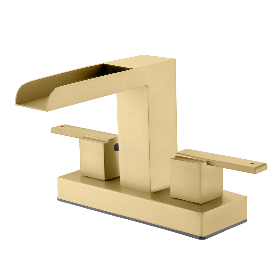 THUN 2 Handle High Arc Centerset Bathroom Faucets with Brushed Gold